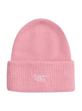 Gorro de punto Supedry Soft Rib Knit rosa para mujer