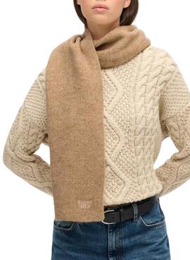 Bufanda de punto Supedry Soft Rib Knit camel para mujer