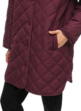 Abrigo acolchado Vila. Modelo Viquila burdeos para mujer
