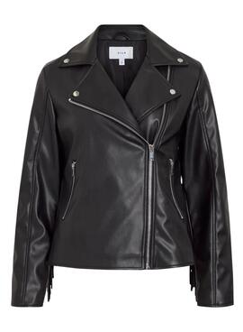 Chaqueta Vila Viprana flecos negro para mujer