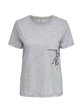 Camiseta Only Polly Pocket Gris Mujer