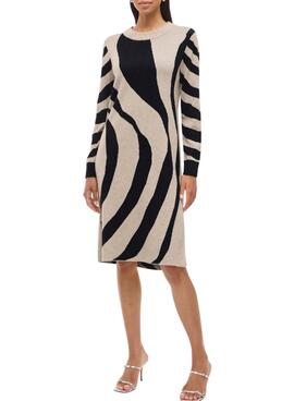 Vestido Vila Vitif punto jacquard camel para mujer