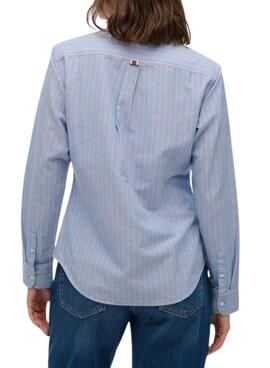 Camisa Superdry slim Oxford rayas azul para mujer