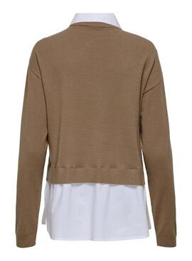 Jersey con camisa Only Payson beige para mujer