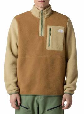 M YUMIORI 1/4 ZIP Utility Brown