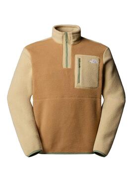 M YUMIORI 1/4 ZIP Utility Brown