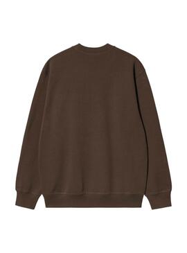 Sudadera Carhartt marca bordada marrón para hombre