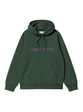 Sudadera Carhartt con marca y capucha verde para hombre