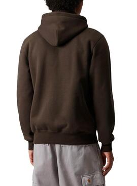Sudadera Carhartt con marca y capucha marrón para hombre