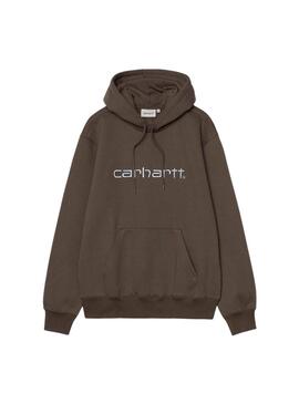 Sudadera Carhartt con marca y capucha marrón para hombre