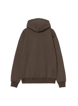 Sudadera Carhartt con marca y capucha marrón para hombre
