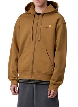 Sudadera Carhartt cremallera marrón para hombre