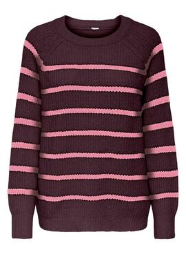 Jersey Only Mally rojo y marino rayas para mujer