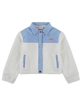 Cazadora Levis Sherpa blanco y azul para niña