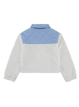 Cazadora Levis Sherpa blanco y azul para niña