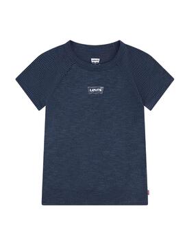 Camiseta Levis Ranglan azul para niña
