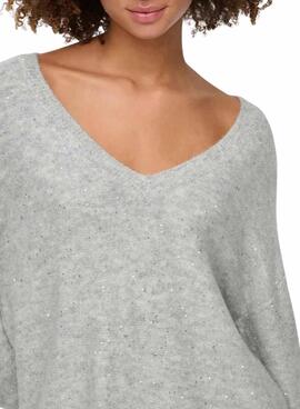 Jersey Only Onlarizona gris claro lentejuelas para mujer