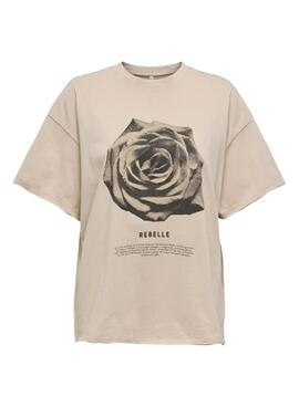 Camiseta Only Kinna beige para mujer