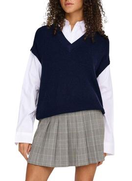 Jersey Only Payson combo camisa y chaleco marino para mujer