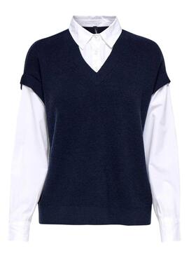 Jersey Only Payson combo camisa y chaleco marino para mujer