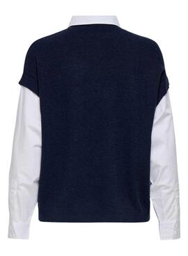 Jersey Only Payson combo camisa y chaleco marino para mujer