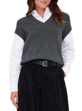Jersey Only Payson combo camisa y chaleco gris para mujer