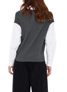 Jersey Only Payson combo camisa y chaleco gris para mujer