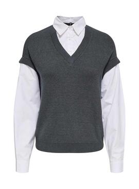 Jersey Only Payson combo camisa y chaleco gris para mujer