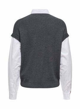 Jersey Only Payson combo camisa y chaleco gris para mujer