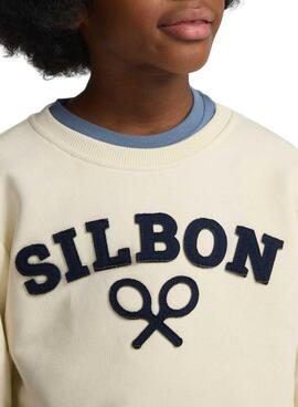 Sudadera Silbon Raqueta beige para niño