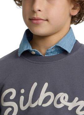 Sudadera Silbon Raqueta azul vintage para niño