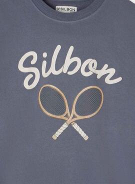 Sudadera Silbon Raqueta azul vintage para niño