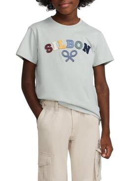 Camiseta Silbon logo multicolor turquesa para niño