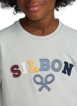 Camiseta Silbon logo multicolor turquesa para niño