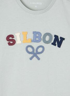 Camiseta Silbon logo multicolor turquesa para niño