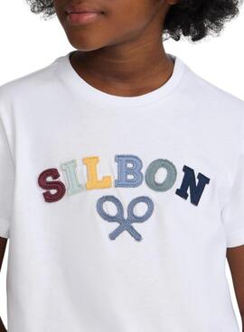 Camiseta Silbon logo multicolor blanco para niño
