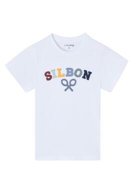 Camiseta Silbon logo multicolor blanco para niño