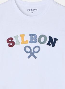 Camiseta Silbon logo multicolor blanco para niño