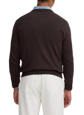 Jersey Silbon Vneck marrón para hombre