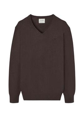 Jersey Silbon Vneck marrón para hombre