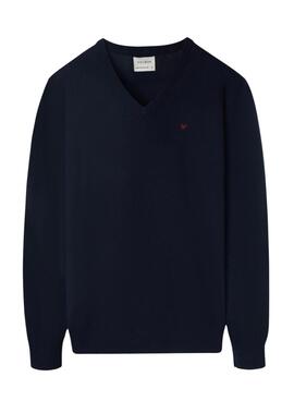 Jersey Silbon Vneck azul marino para hombre