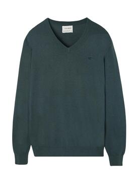 Jersey Silbon Vneck verde para hombre