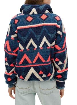 Polar Superdry Printed Henley étnico marino para mujer