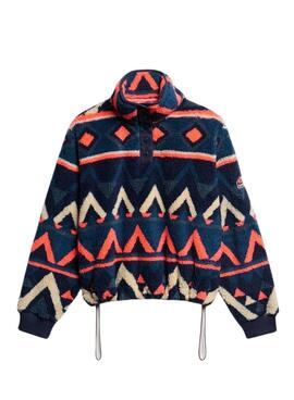 Polar Superdry Printed Henley étnico marino para mujer