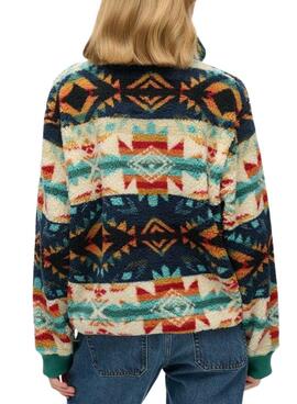 Polar Superdry Printed Henley étnico verde para mujer