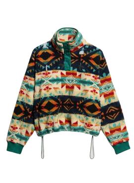 Polar Superdry Printed Henley étnico verde para mujer