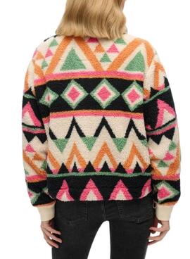 Polar Superdry Printed Henley étnico beige para mujer