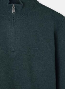 Jersey Silbon media cremallera verde para hombre