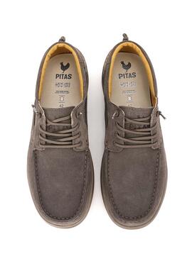 Zapatos náuticos Walkin Pitas Denver gris para hombre