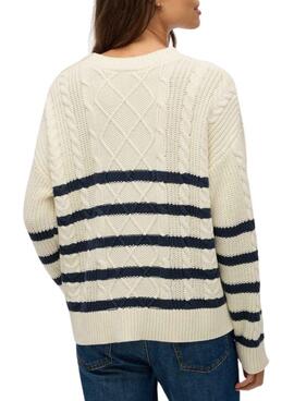 Jersey Superdry Cable beige para mujer